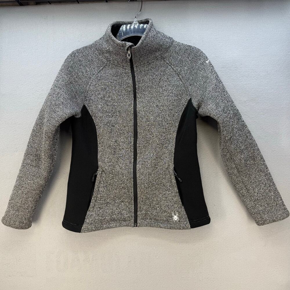 Spyder Jacket Women's Medium Black Charcoal Heather Sherpa Lined Cozy Jacket - Picture 1 of 12